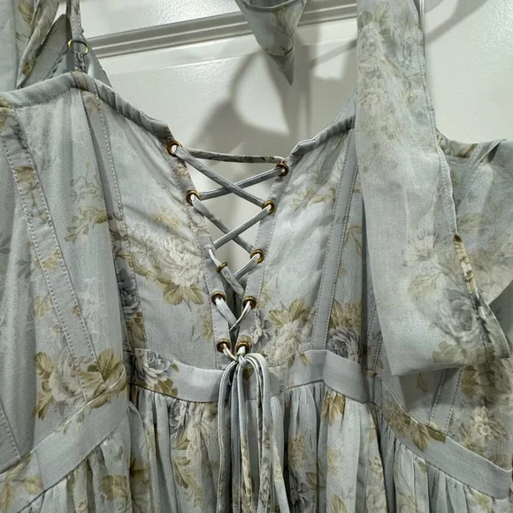 V. Chapman Victorian Blue Roses Maxi Dress - Picture 4 of 9